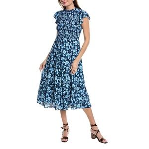 SAIL TO SABLE SMOCKED BLUE FLORAL MIDI DRESS
SIZE M